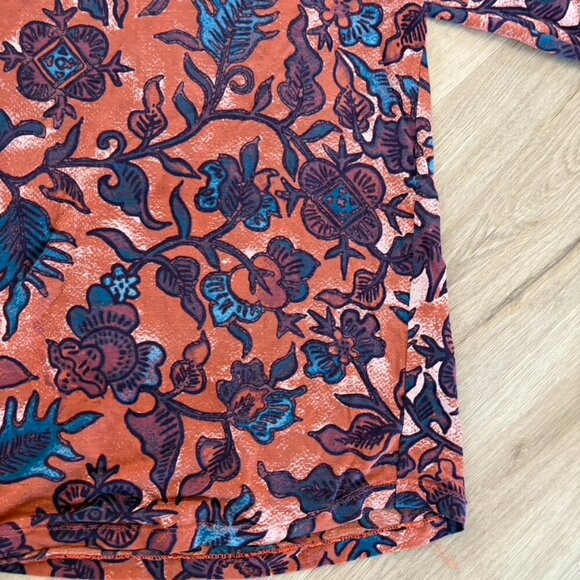 Peruvian Connection Ladies Rust Floral Blouse XS CT 426 - Picture 3 of 7